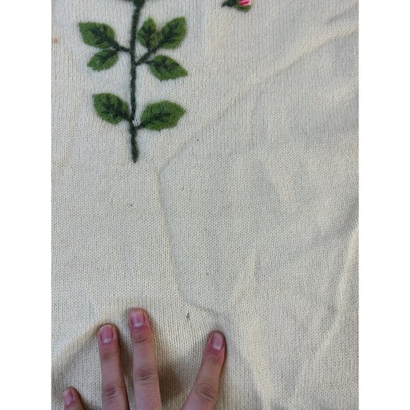 Vintage Wool Felted Yarn Country Floral Mini Micro Sweater Dress - Picture 4 of 11